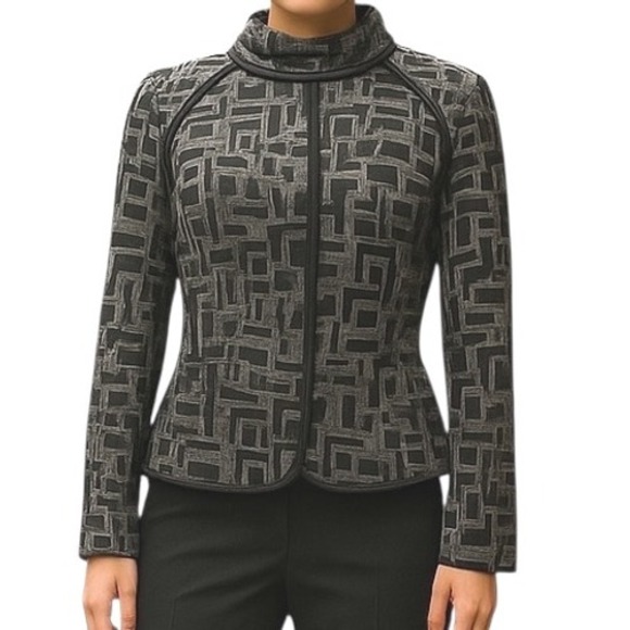 Sandro Designer Sportswear Women's Blazer Jacket Textured Knit Gray Black Size L - Picture 1 of 10